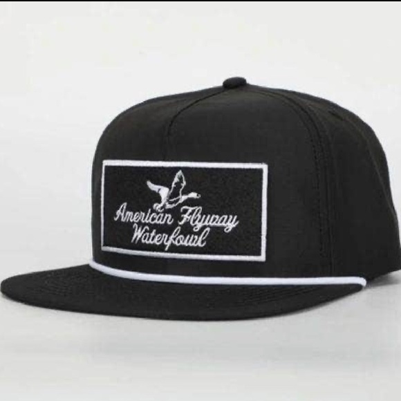 American Flyway Waterfowl Other - American Flyway Waterfowl Throwback Vintage Black with Patch and White Rope Hat